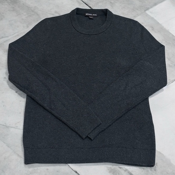 Michael Kors Charcoal Tight Knit Long Sleeve Crewneck Men’s Size M - Picture 1 of 7